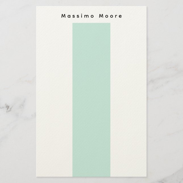 Blue Black White Plain Elegant Own Name Stationery (Front)