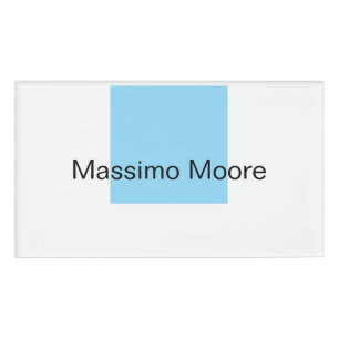 Blue Black White Plain Elegant Own Name Tag