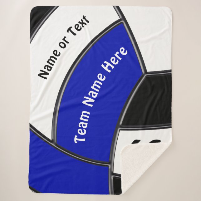 Blue Black White Senior Night Gifts for Volleyball Sherpa Blanket (Front)