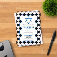 Blue Black White Soccer Ball Bar Mitzvah