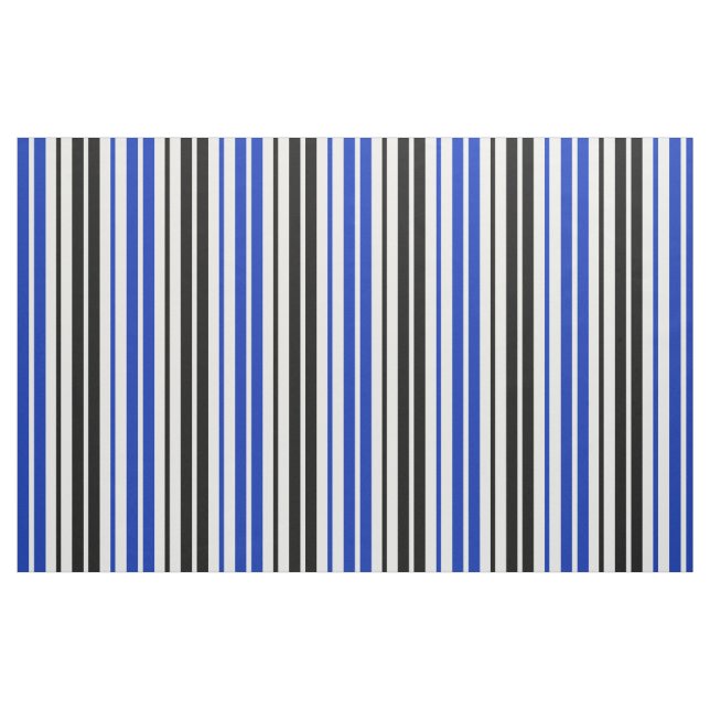 Blue Black White Stripes Pattern Design  Fabric (Fat Quarter)