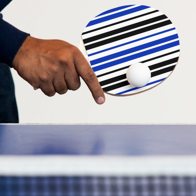 Blue Black White Stripes Pattern Design  Ping Pong Paddle (Insitu)