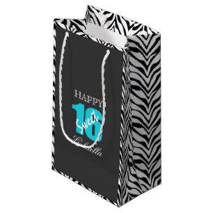 Blue Black With Zebra Sides Sweet 16 Gift Bag