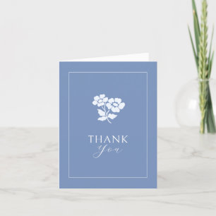 Blue Blank   Blue Floral Folded Thank You Wedding Card