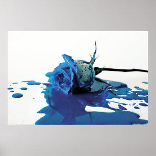 Blue Bleeding Rose Poster