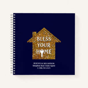  Blue BLESS YOUR HOME Real Estate  Notebook
