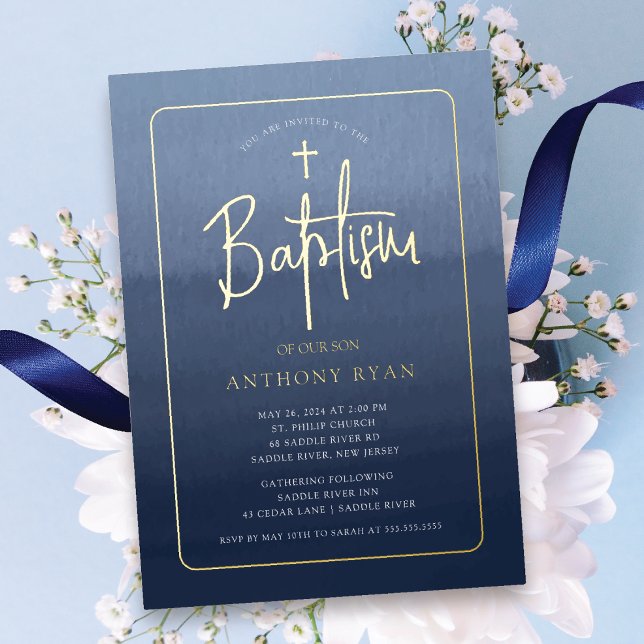Blue Blessings Baptism Invitation (Creator Uploaded)