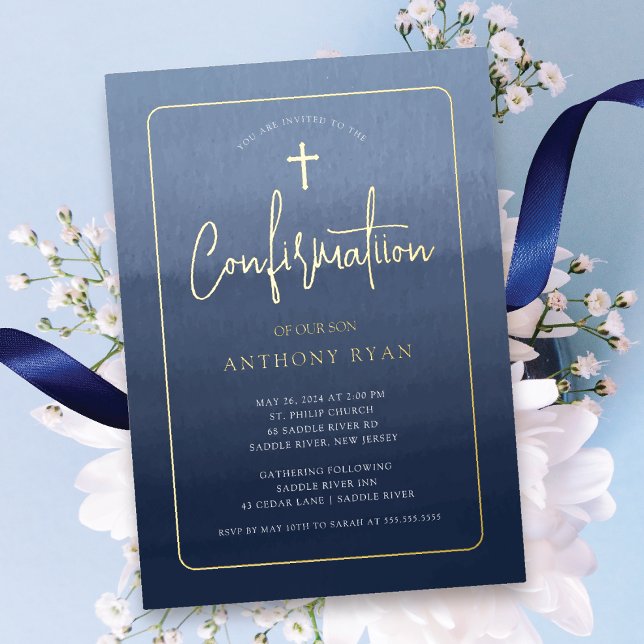 Blue Blessings Confirmation Invitation (Creator Uploaded)