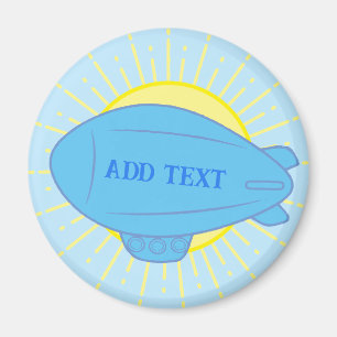 Blue Blimp Balloon In Sunny Sky Custom Sticker Magnet