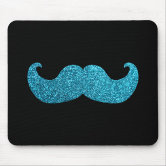 Blue Bling moustache (Faux Glitter Graphic) Mouse Pad