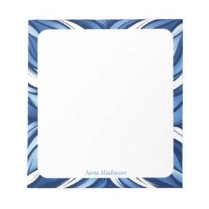 Blue Bliss Organic Floral Personalized Desk Notepad