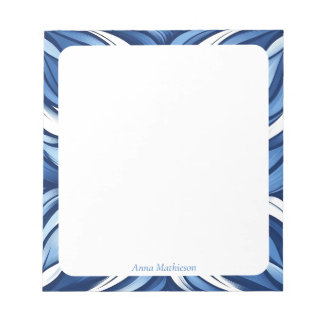 Blue Bliss Organic Floral Personalized Desk Notepad
