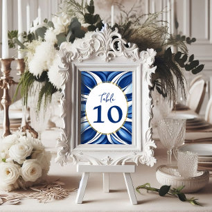 Blue Bliss Organic Floral Table Number