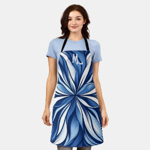 Blue Bliss: Organic Psychedelic Floral Apron