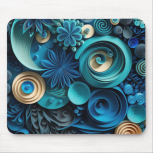 Blue Bliss Paper Quill Mouse Pad