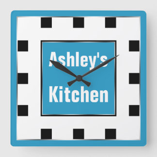 Blue Block Square Personalised Wall Clock