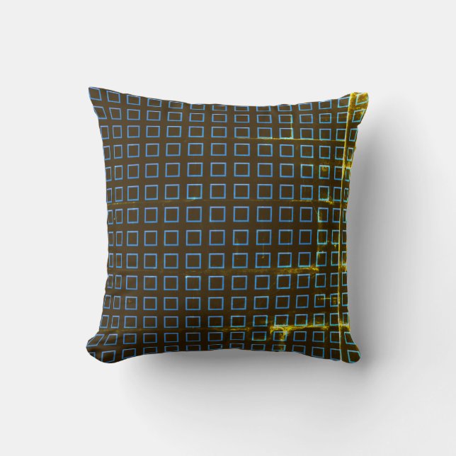 Blue blocks abstract throw pillow (Front)