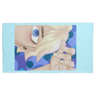 Blue blonde hair boy semi realism artstyle pillowcase