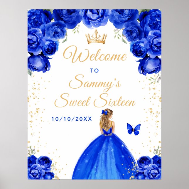 Blue Blonde Hair Princess Sweet Sixteen Welcome Poster (Front)