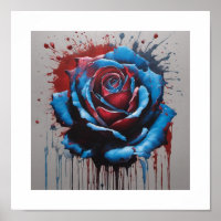 Blue Blood Moon-Rose Poster