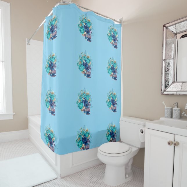 BLUE BLOOM REQUIEM SHOWER CURTAIN (In Situ)
