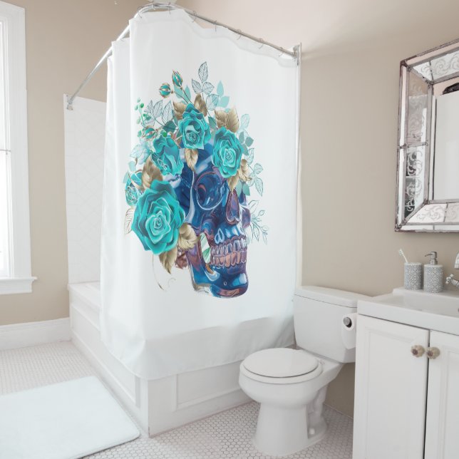 Blue Bloom Requiem Shower Curtain (In Situ)