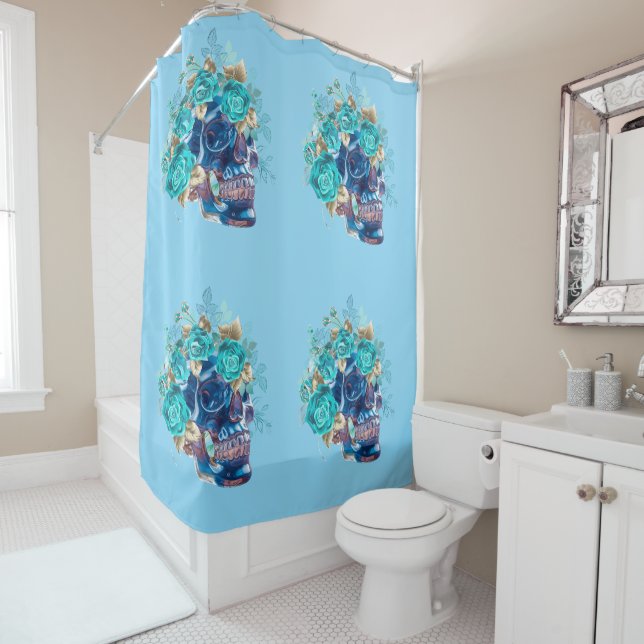 BLUE BLOOM REQUIEM SHOWER CURTAIN (In Situ)