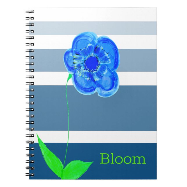 Blue blooming design notebook (Front)