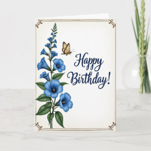 Blue Blooms Birthday Wish Card