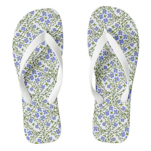 Blue Blooms Ditsy Floral Jandals (Footbed)