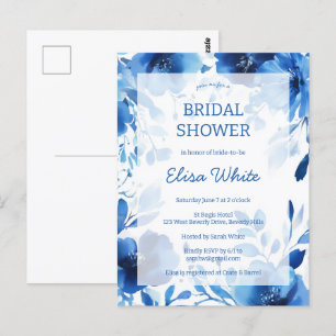 Blue Blooms Watercolor Bridal Shower CUSTOM Postcard