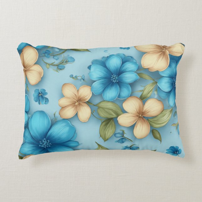 Blue Blossom Accent Pillow  (Front)
