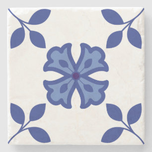 Blue Blossom Elegance Stone Coaster