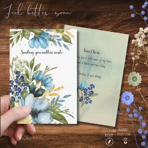 Blue Blossom Elegant Watercolor Thinking of you Holiday Card