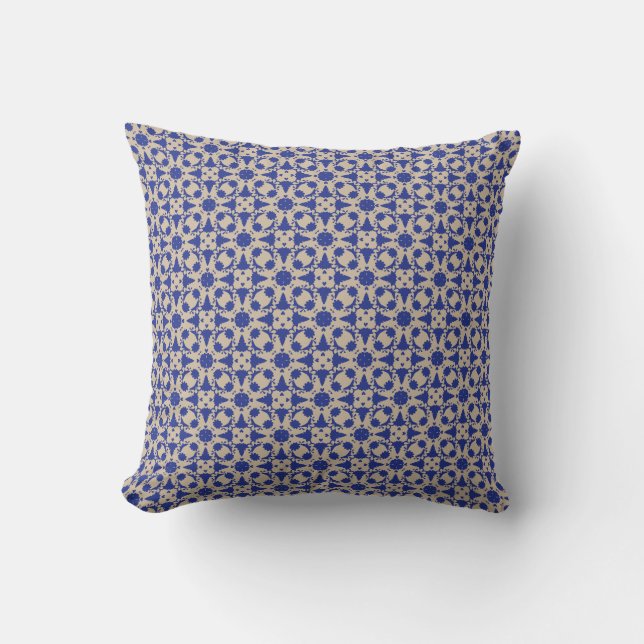 Blue Blossom Geometric Throw Pillow (Front)