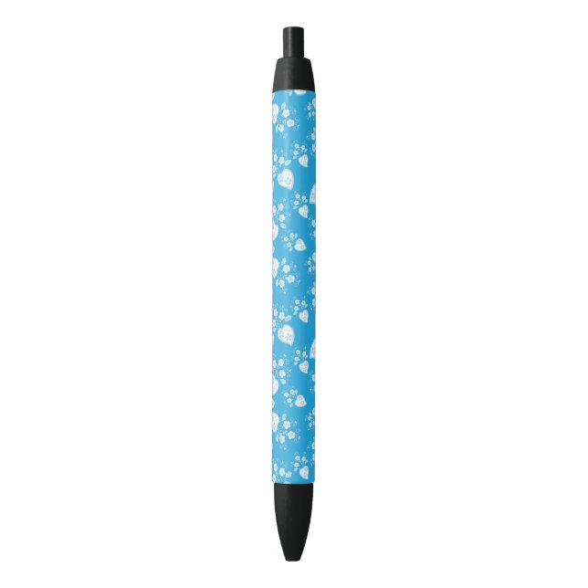 Blue blossom heart with flowers pattern black ink pen (Front Vertical)