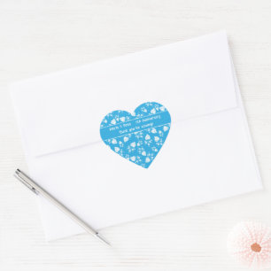 Blue blossom heart with flowers pattern heart sticker