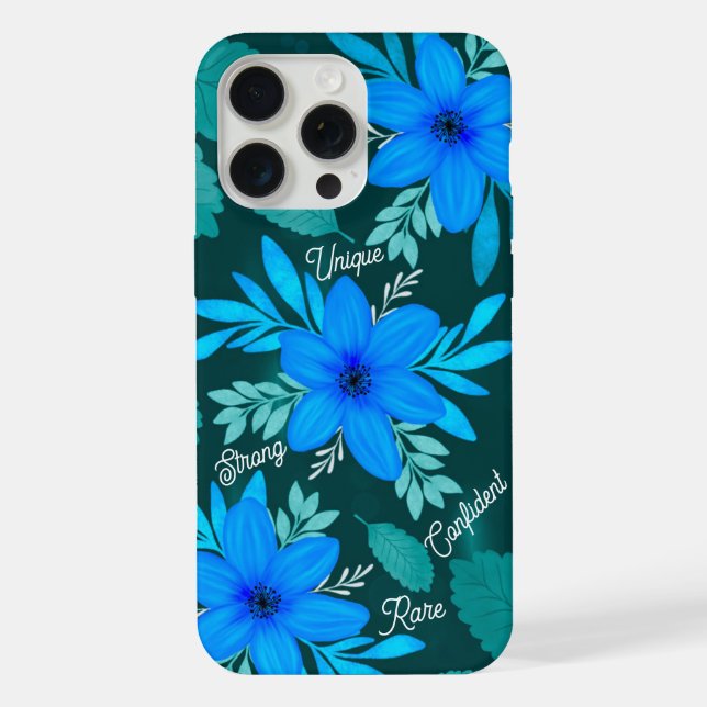 Blue Blossom Strength iPhone Cover (Back)