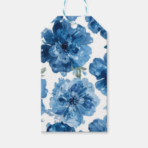 Blue Blossom Watercolor Floral Botanical White Gift Tags