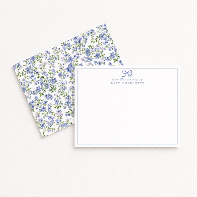 Blue Blossom Watercolor Nursery Note Card (Creator Uploaded)