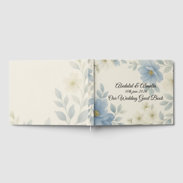 Blue Blossom Wedding Guest Book – Personalized  (Full)