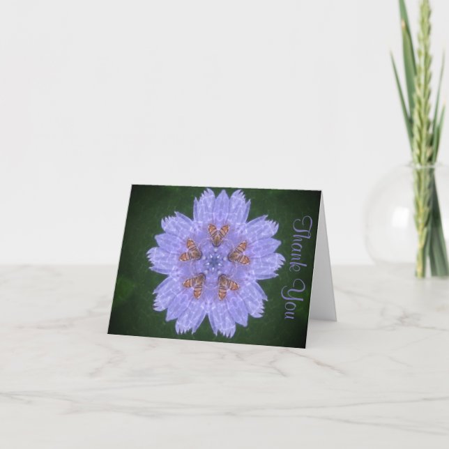 Blue Blossom With Honey Bee Thank You Card (Front)