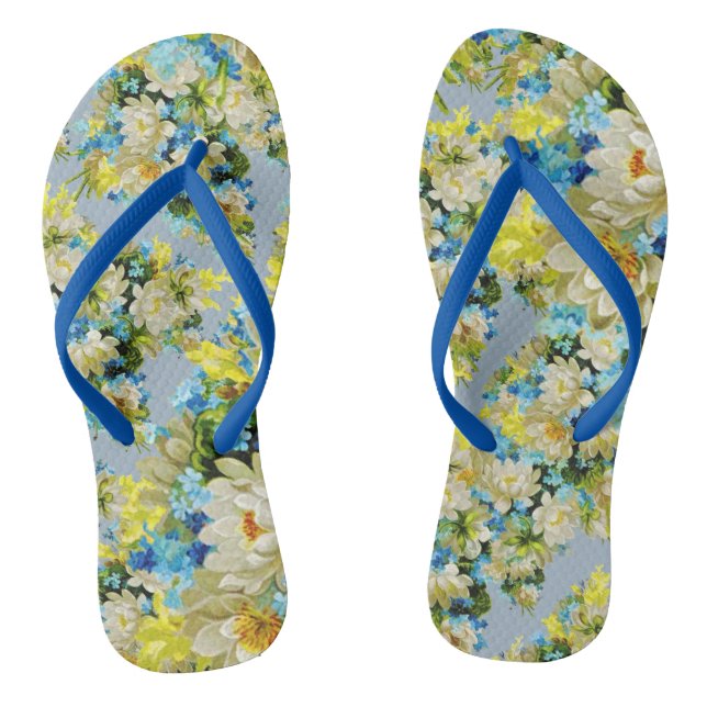Blue Blossoms & Blooms Springtime Jandals (Footbed)