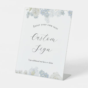 Blue Blossoms Custom Text Sign