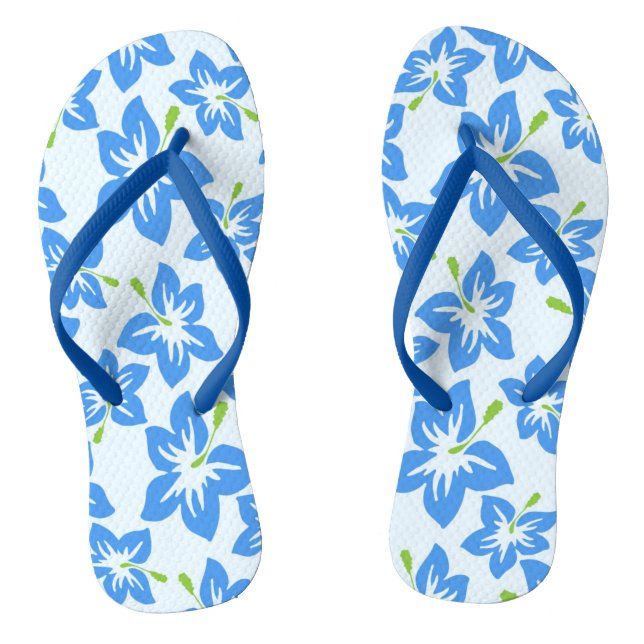 Blue Blossoms Floral Flip Flops (Footbed)