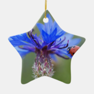 Blue Blossoms Ladybug Peace Love Destiny Art Vine Ceramic Tree Decoration