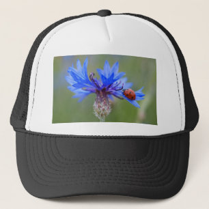 Blue Blossoms Ladybug Peace Love Destiny Art Vine Trucker Hat