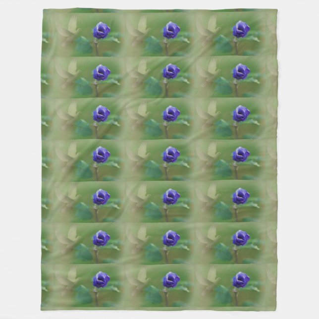 blue blossoms meadow fields garden petals vines fleece blanket (Front)