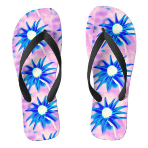 blue blossoms pink design jandals