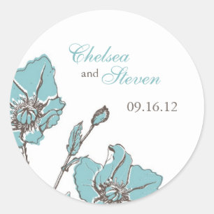Blue Blossoms Wedding Classic Round Sticker